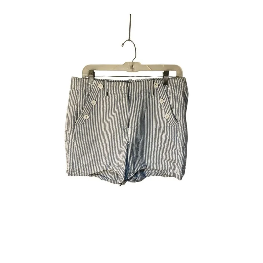 Sandro women’s seersucker blue and white striped shorts 100% cotton M
